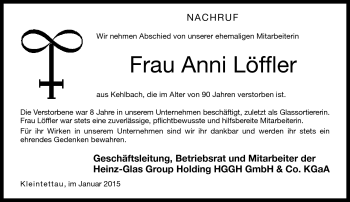 Traueranzeige von Anni Löffler von Neue Presse Coburg