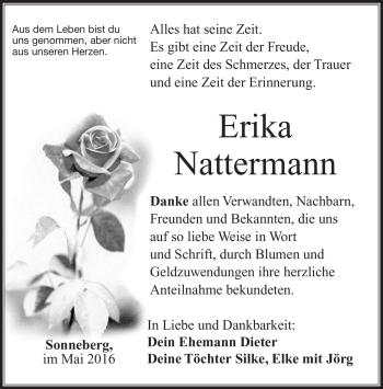 Traueranzeige von Erika Nattermann von Südthüringer Presse