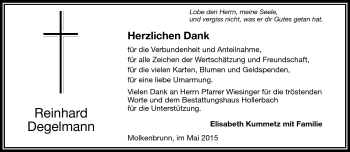 Traueranzeige von Reinhard Degelmann von Frankenpost