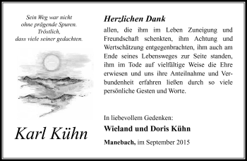 Traueranzeige von Karl Kühn von Südthüringer Presse