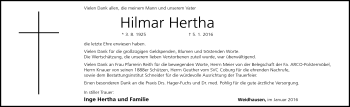 Traueranzeige von Hilmar Hertha von Neue Presse Coburg