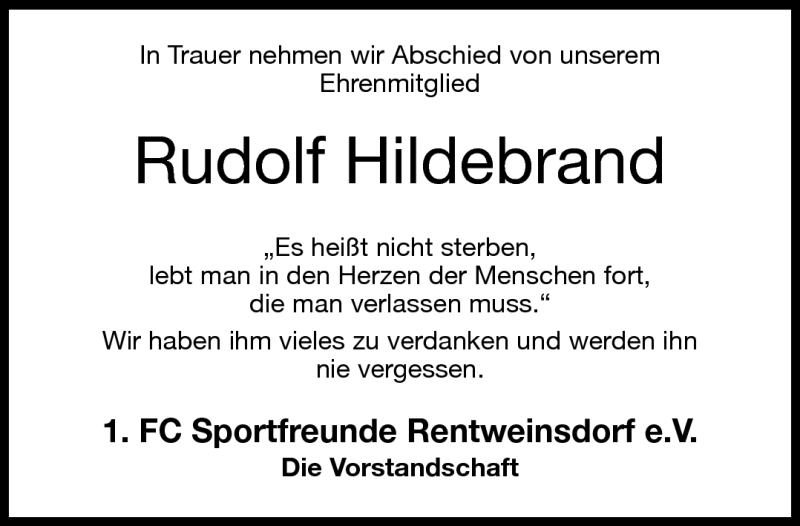  Traueranzeige für Rudolf Hildebrand vom 06.10.2015 aus Neue Presse Coburg
