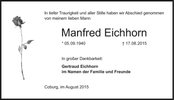Traueranzeige von Manfred Eichhorn von Neue Presse Coburg
