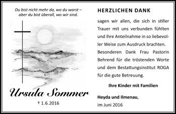 Traueranzeige von Ursula Sommer von Südthüringer Presse