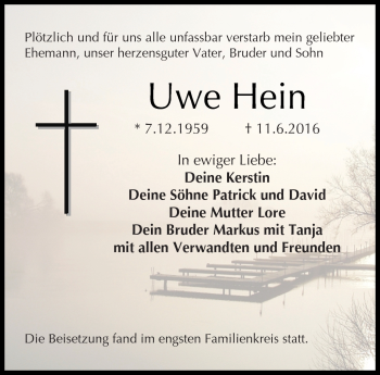 Traueranzeige von Uwe Hein von Neue Presse Coburg