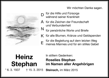 Traueranzeige von Heinz Stephan von Südthüringer Presse