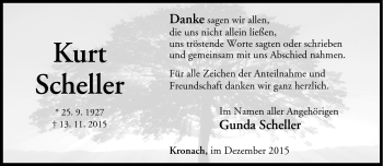 Traueranzeige von Kurt Scheller von Neue Presse Coburg