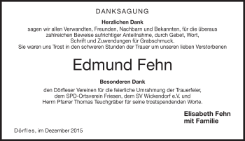 Traueranzeige von Edmund Fehn von Neue Presse Coburg