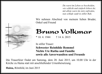 Traueranzeige von Bruno Volkmar von Südthüringer Presse