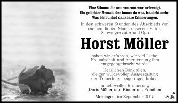 Traueranzeige von Horst Möller von Südthüringer Presse