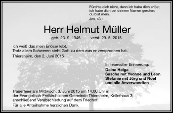 Traueranzeige von Helmut Müller von Frankenpost
