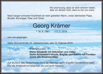 Traueranzeige von Georg Krämer von Frankenpost