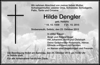 Traueranzeige von Hilde Dengler von Frankenpost