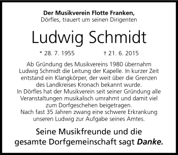 Traueranzeige von Ludwig Schmidt von Neue Presse Coburg