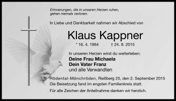 Traueranzeige von Klaus Kappner von Neue Presse Coburg