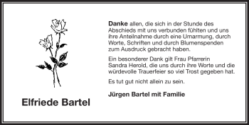 Traueranzeige von Elfriede Bartel von Frankenpost