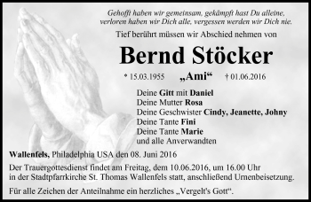Traueranzeige von Bernd Stöcker von Neue Presse Coburg