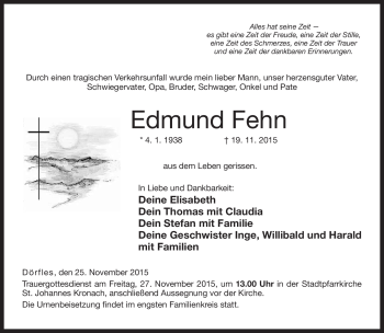 Traueranzeige von Fehn Edmund von Neue Presse Coburg
