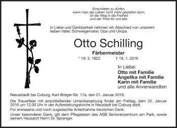 Traueranzeige von Otto Schilling von Neue Presse Coburg