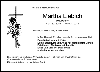 Traueranzeige von Martha Liebich von Frankenpost