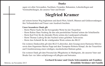 Traueranzeige von Siegfried Kramer von Neue Presse Coburg