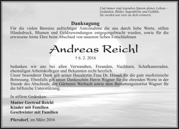 Traueranzeige von Andreas Reichl von Südthüringer Presse
