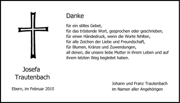 Traueranzeige von Josefa Trautenbach von Neue Presse Coburg