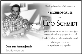 Traueranzeige von Udo Schmidt von Südthüringer Presse