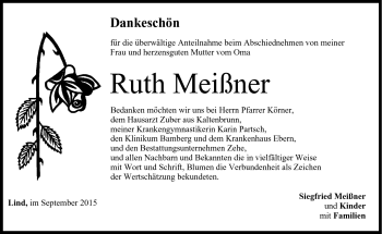 Traueranzeige von Ruth Meißner von Neue Presse Coburg