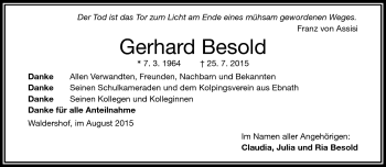 Traueranzeige von Gerhard Besold von Frankenpost