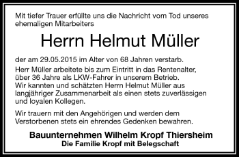Traueranzeige von Helmut Müller von Frankenpost