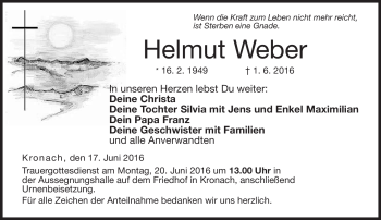 Traueranzeige von Helmut Weber von Neue Presse Coburg