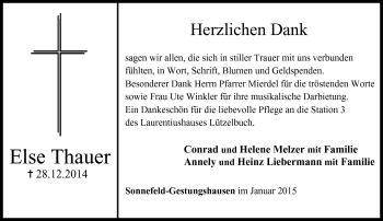 Traueranzeige von Else Thauer von Neue Presse Coburg