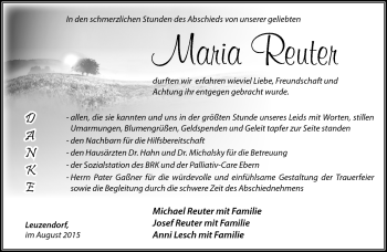 Traueranzeige von Maria Reuter von Neue Presse Coburg