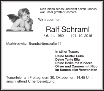 Traueranzeige von Ralf Schraml von Frankenpost
