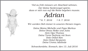 Traueranzeige von Adrian  von Neue Presse Coburg