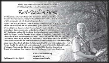 Traueranzeige von Kurt-Joachim Heinz von Südthüringer Presse