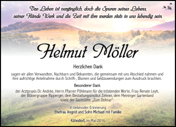 Traueranzeige von Helmut Möller von Südthüringer Presse