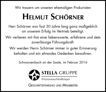 Traueranzeige von Helmut Schörner von Frankenpost