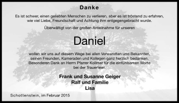 Traueranzeige von Daniel Geiger von Neue Presse Coburg