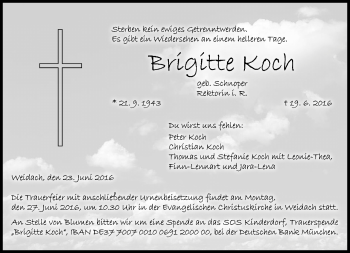 Traueranzeige von Brigitte Koch von Neue Presse Coburg