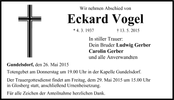Traueranzeige von Eckard Vogel von Neue Presse Coburg