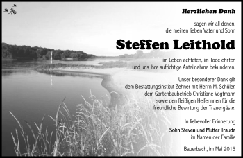 Traueranzeige von Steffen Leithold von Südthüringer Presse