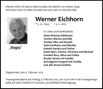 Traueranzeige von Werner Eichhorn von Neue Presse Coburg