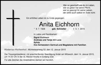 Traueranzeige von Anita Eichhorn von 23048