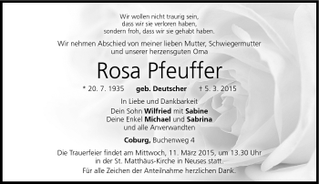 Traueranzeige von Rosa Pfeuffer von Neue Presse Coburg