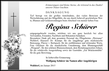 Traueranzeige von Regina Schürer von Südthüringer Presse