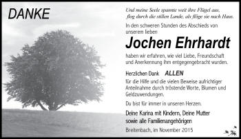 Traueranzeige von Jochen Ehrhardt von Südthüringer Presse