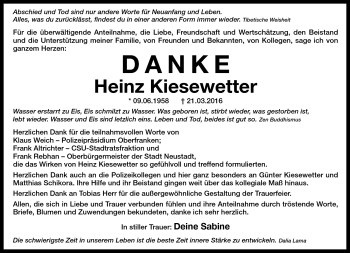 Traueranzeige von Heinz Kiesewetter von Neue Presse Coburg