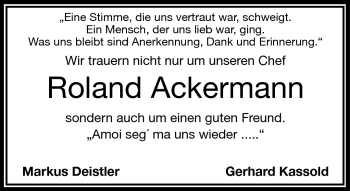 Traueranzeige von Roland Ackermann von Frankenpost